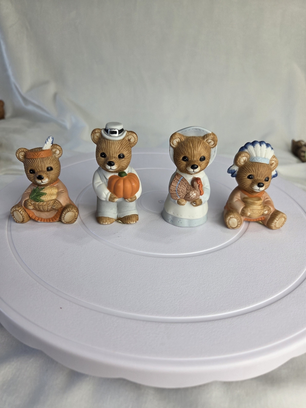 Vintage Homco Autumn Harvest Thanksgiving Bear Figurines 5312